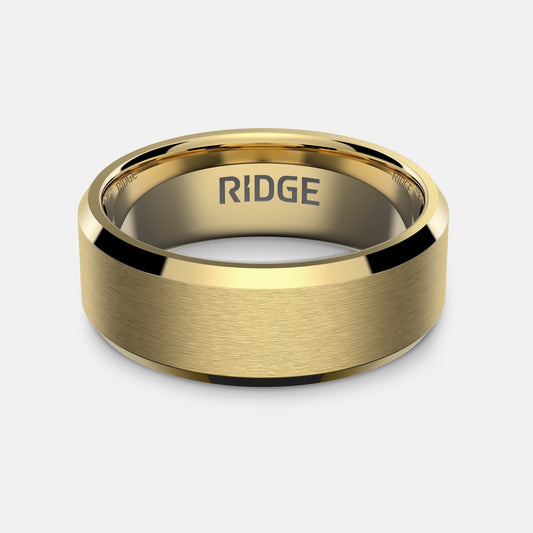 8mm Beveled Ring Set - 24K Gold - Tantalum Carbide