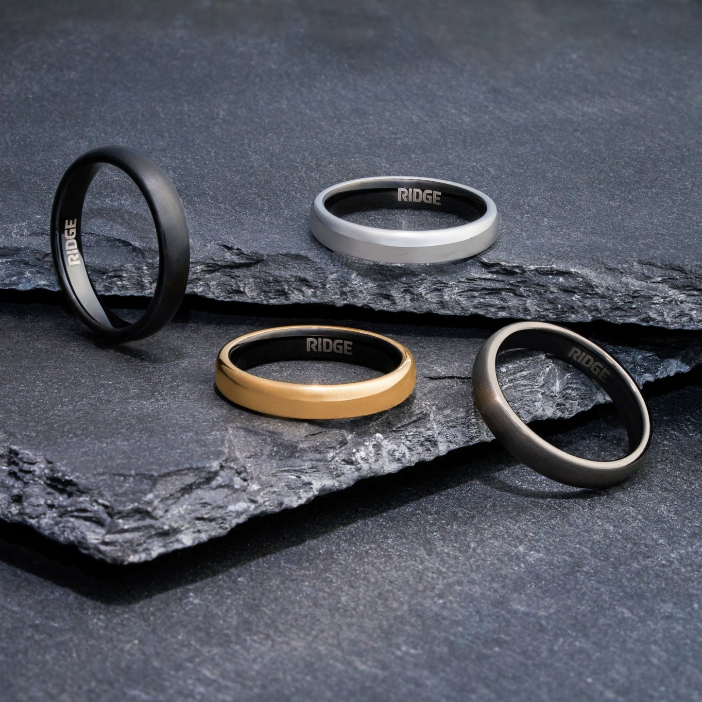 4mm Rounded Ring Set - Royal Black