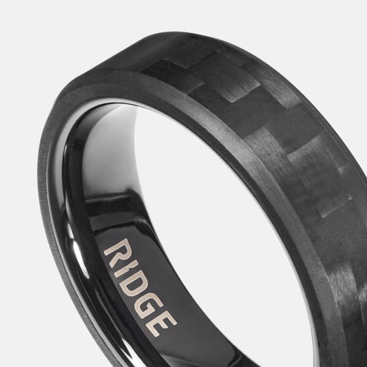6mm Beveled Ring Set - Carbon Fiber 3K