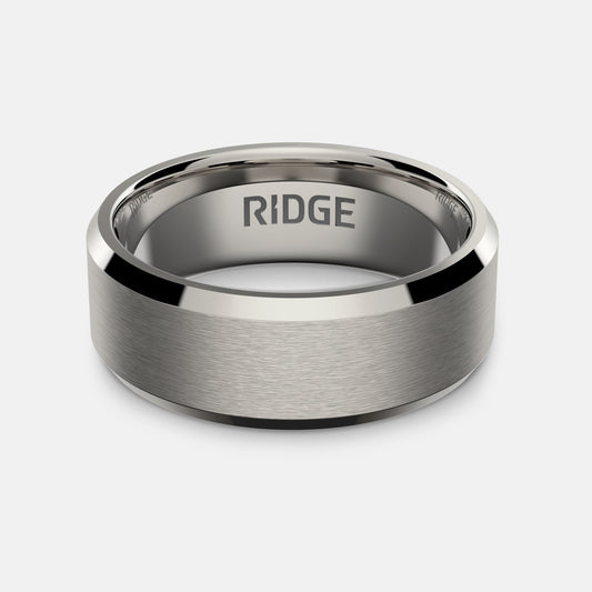 8mm Beveled Ring Set - Platinum - Tantalum Carbide