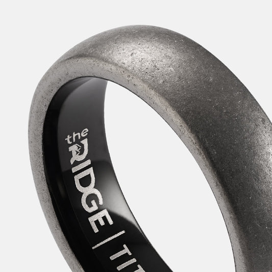 6mm Rounded Ring Set - Stonewashed Titanium