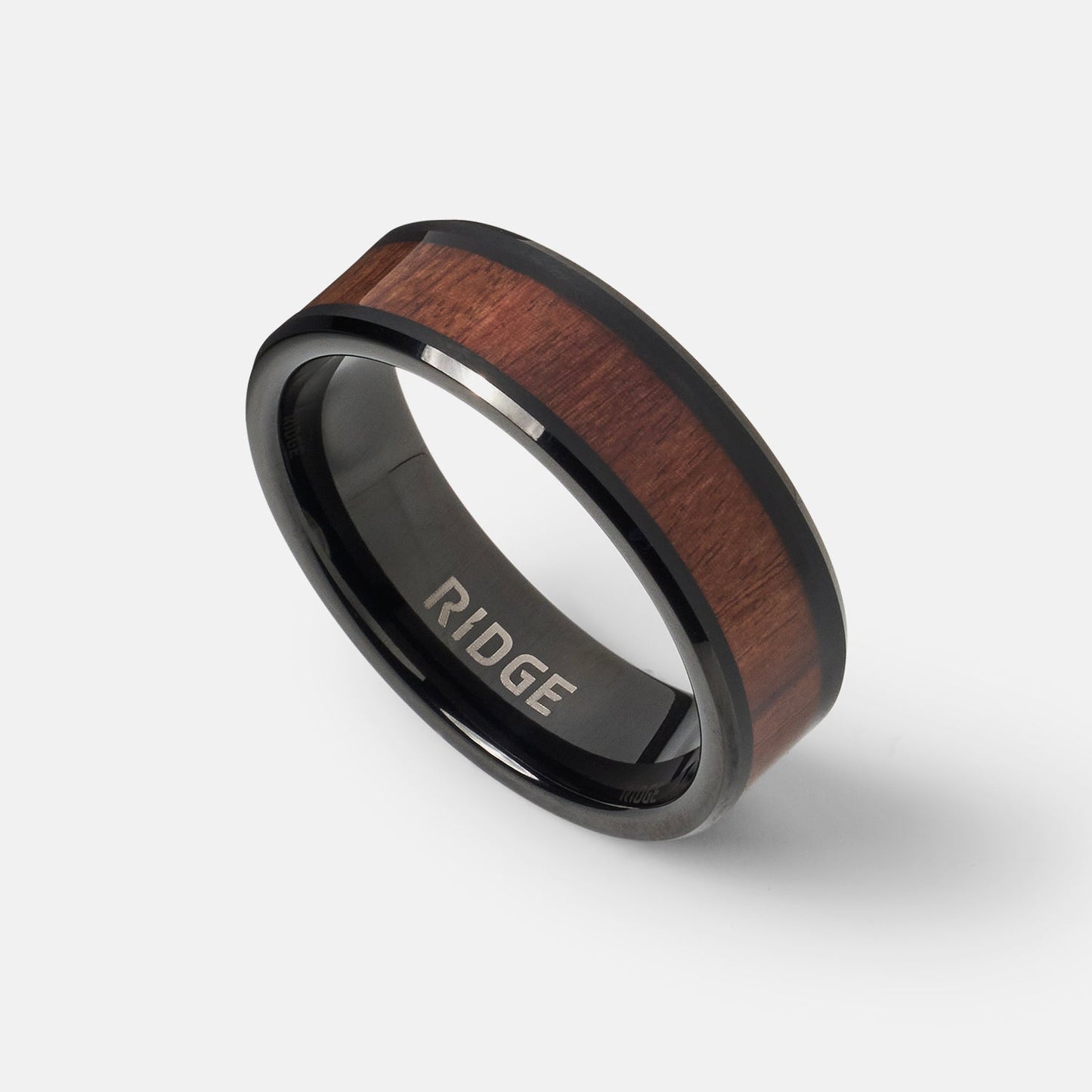8mm Beveled Ring Set - Mopane Wood