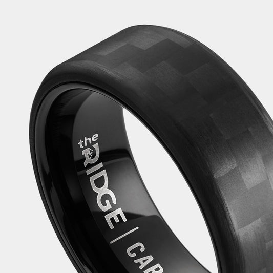 8mm Beveled Ring Set - Carbon Fiber 3K
