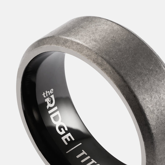 8mm Beveled Ring Set - Stonewashed Titanium