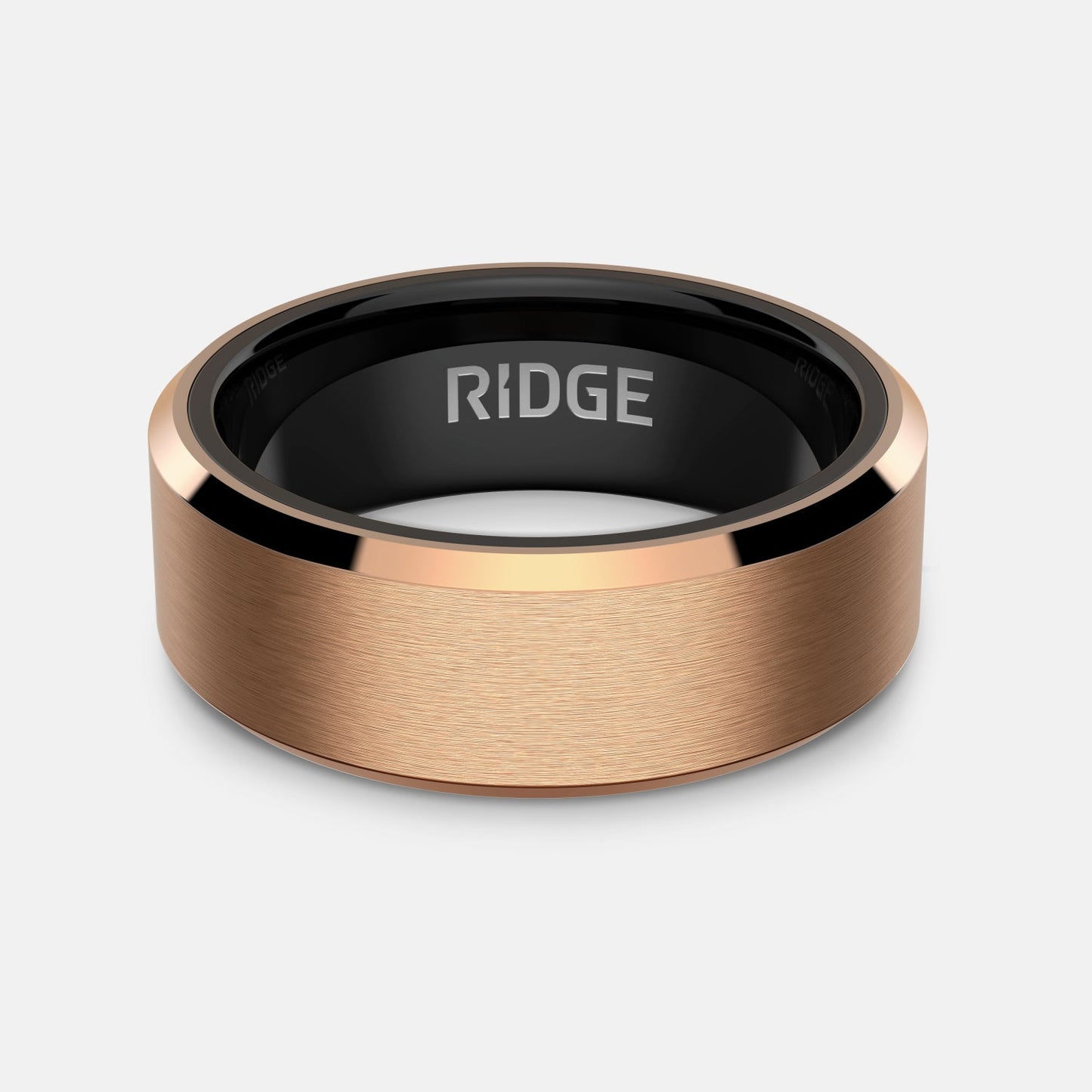 8mm Beveled Ring Set - 18K Rose Gold