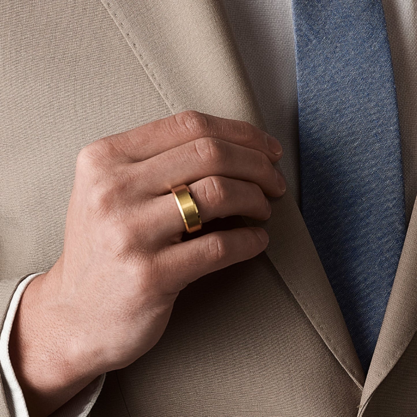 8mm Beveled Ring Set - 24K Gold - Tantalum
