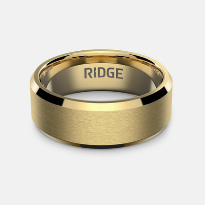 8mm Beveled Ring Set - 24K Gold - Tantalum