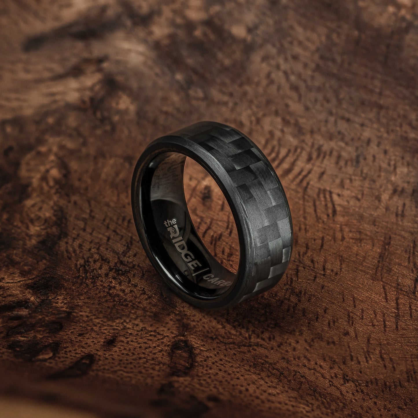 8mm Beveled Ring Set - Carbon Fiber 3K