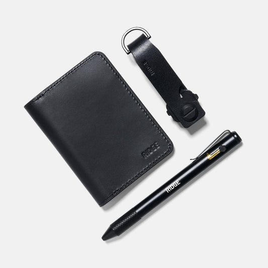Daily Writer Kit - Bifold - Midnight Black Leather