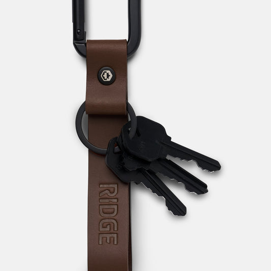 Ridge Keychain - Whiskey Dark Brown Leather