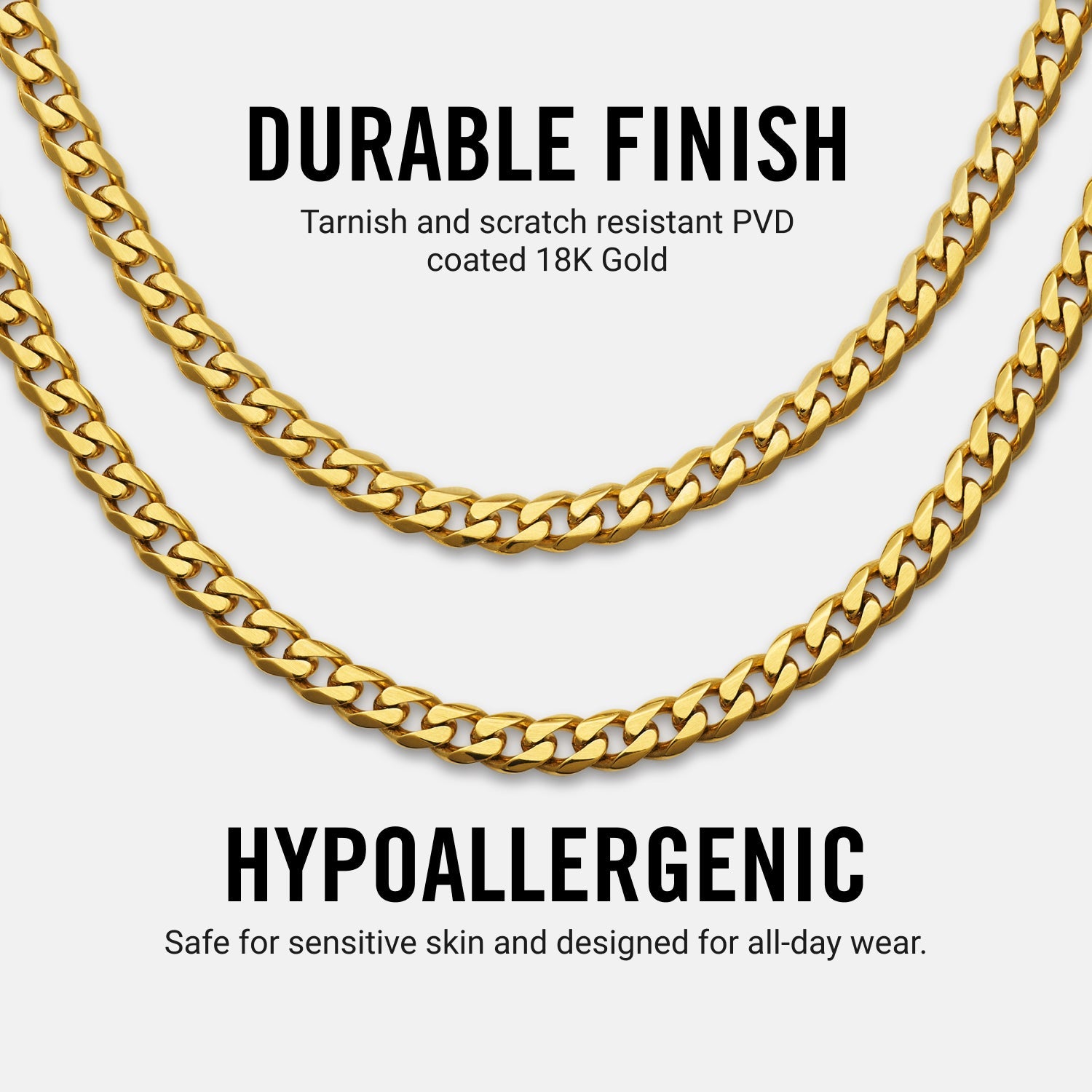 5mm Curb Chain - 18K Gold - 22"