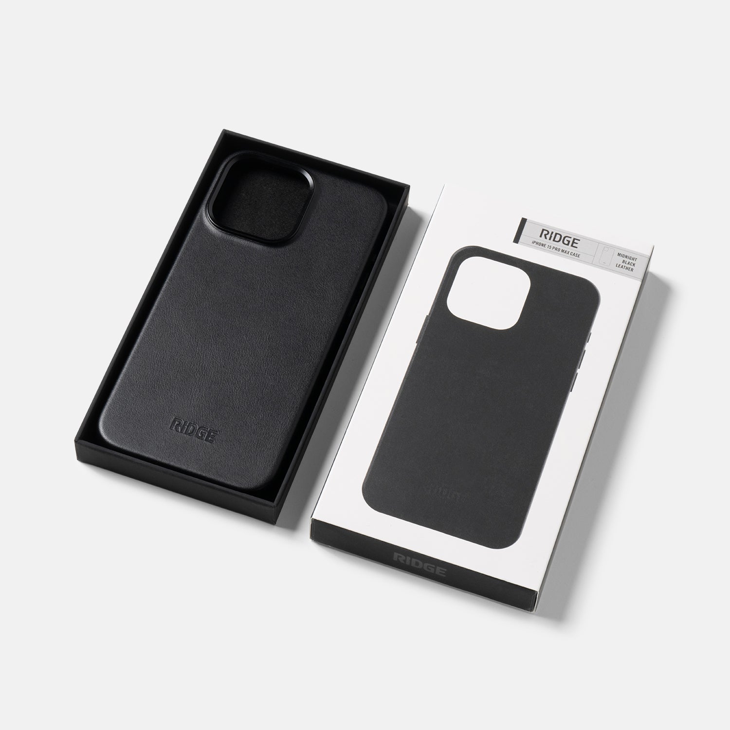 Ridge Phone Case - Midnight Black Leather - iPhone 15 Pro Max