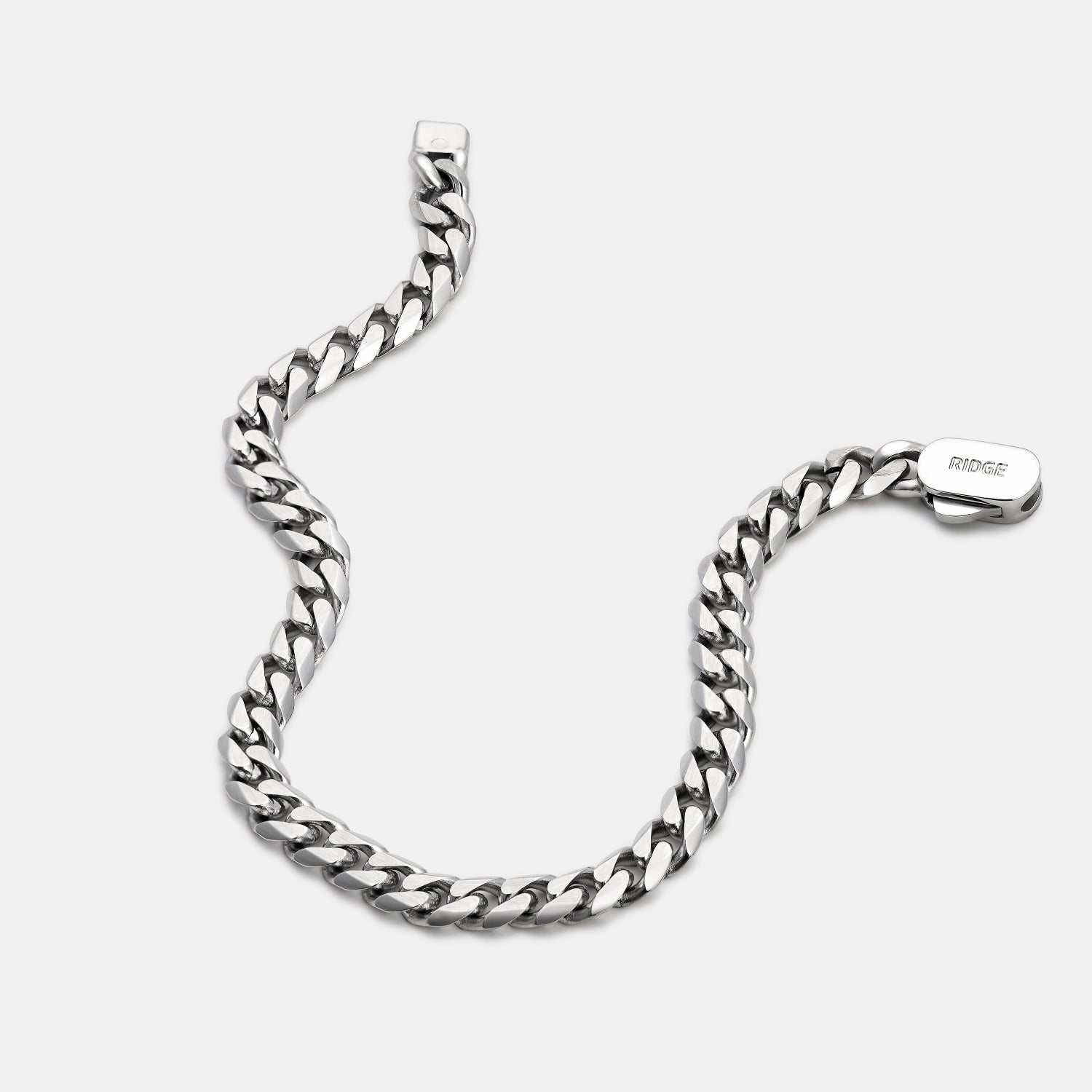 6mm Curb Bracelet - Platinum - Medium