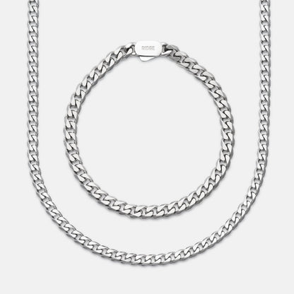 6mm Curb Bracelet - Platinum - Medium