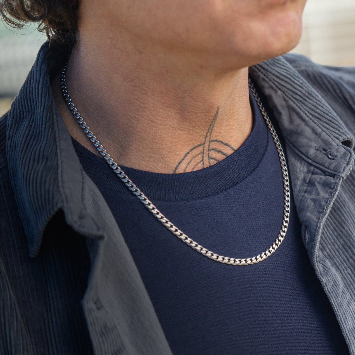 5mm Curb Chain - Platinum - 20"