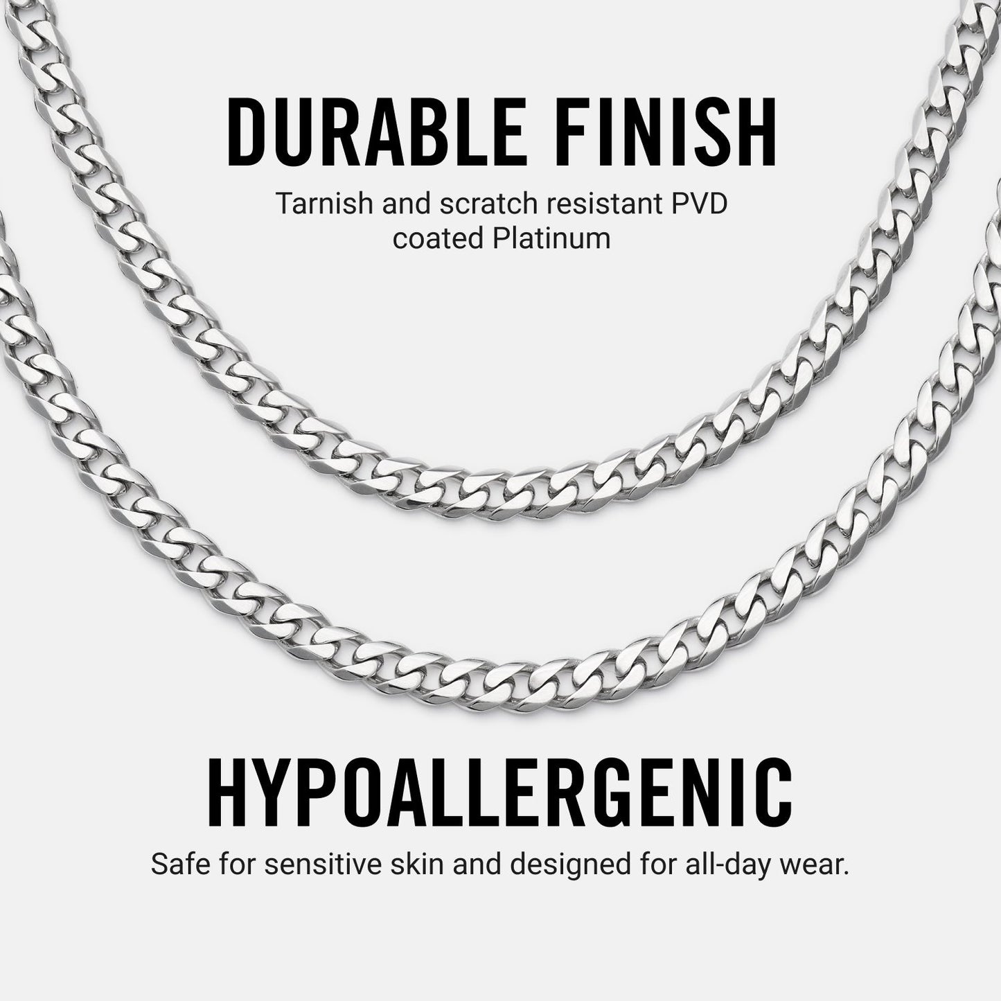 5mm Curb Chain - Platinum - 20"