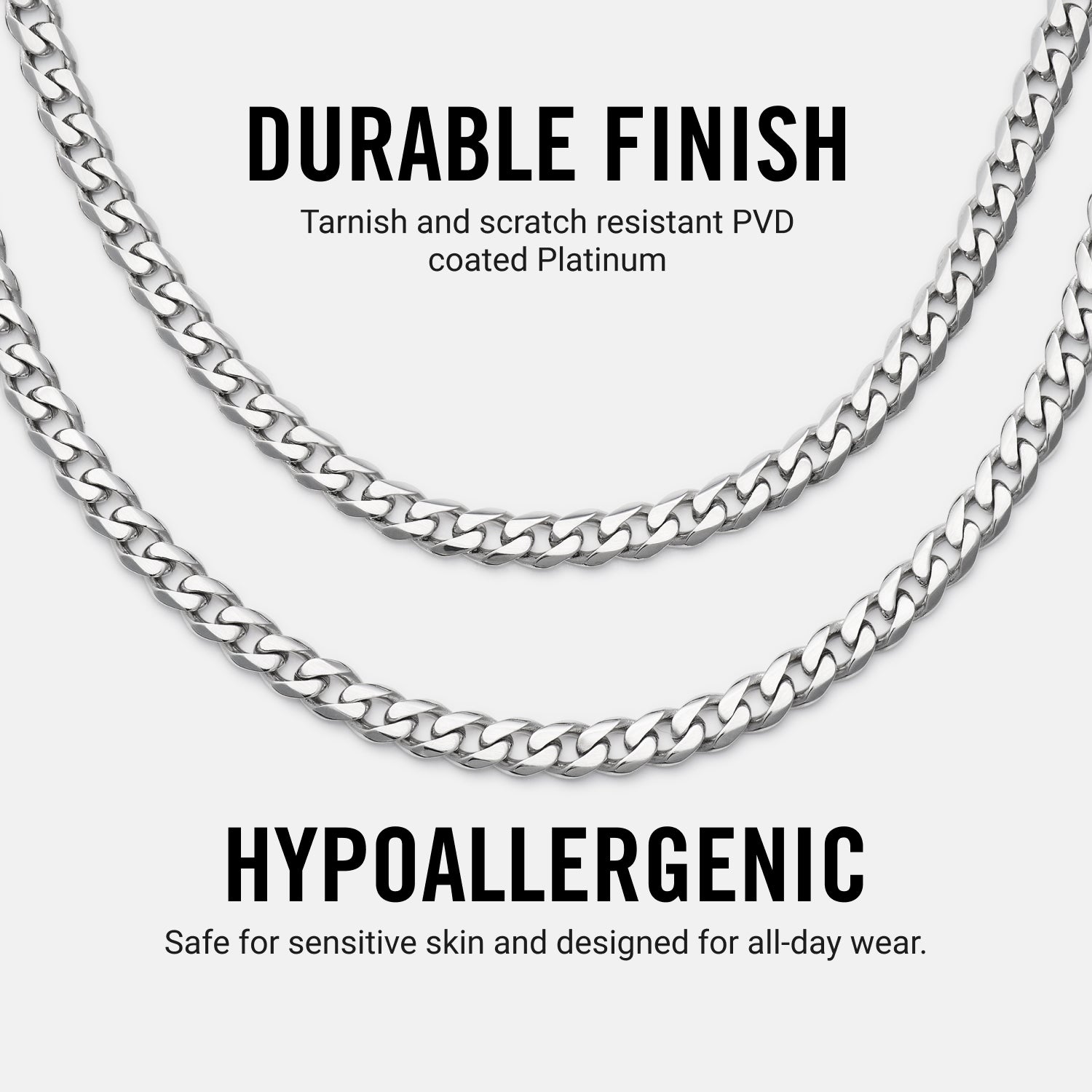 5mm Curb Chain - Platinum - 20"