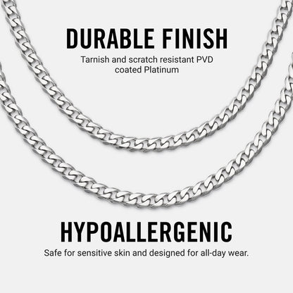 5mm Curb Chain - Platinum - 20"