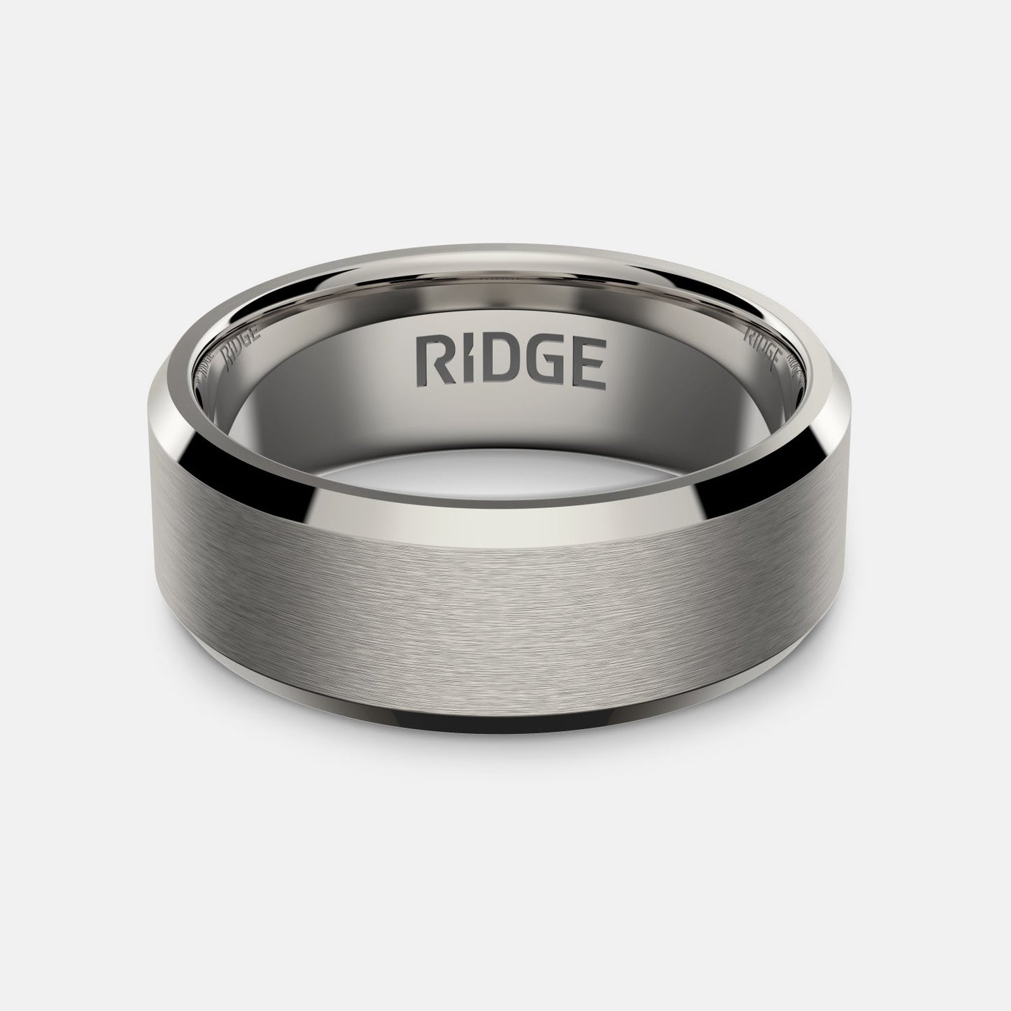 8mm Beveled Ring Set - Platinum - Tantalum