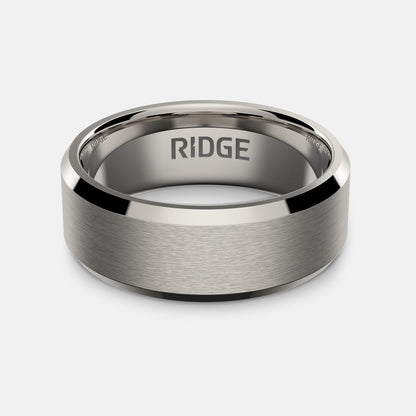 8mm Beveled Ring Set - Platinum - Tantalum