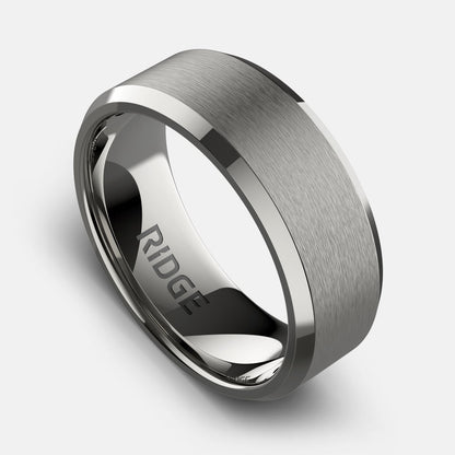 8mm Beveled Ring Set - Platinum - Tantalum