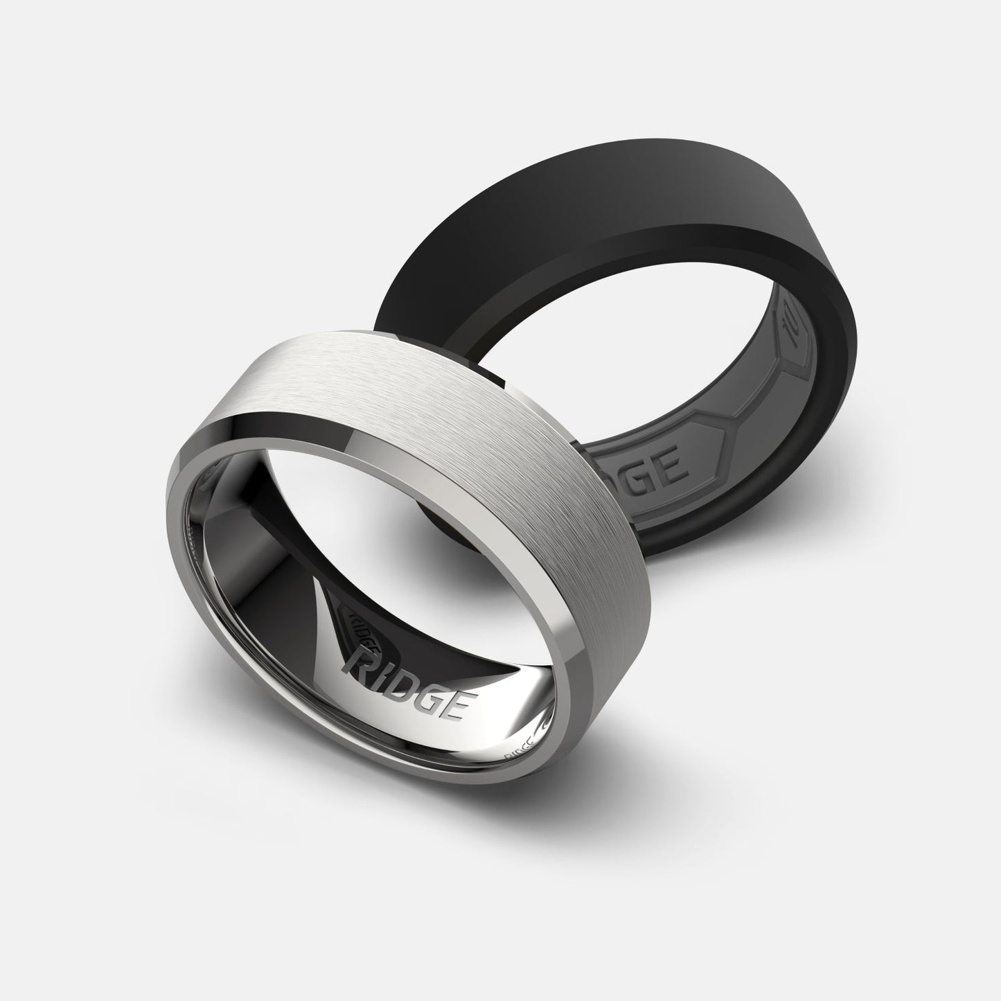 8mm Beveled Ring Set - Platinum - Tantalum