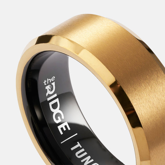 8mm Beveled Ring Set - 24K Gold