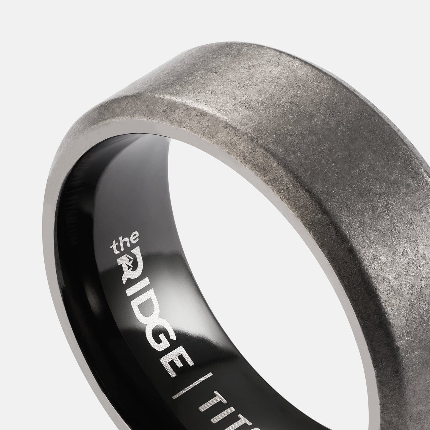 8mm Beveled Ring Set - Stonewashed Titanium
