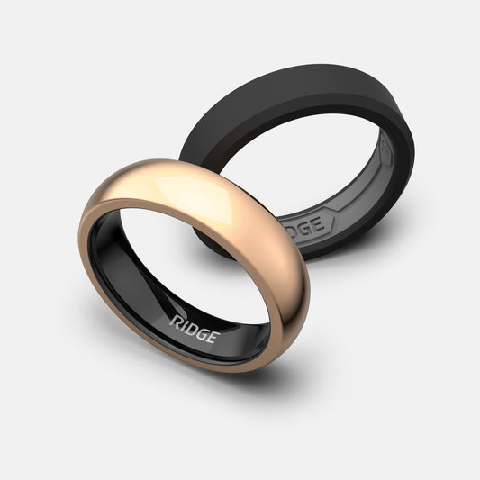 6mm Rounded Ring Set - 18K Rose Gold