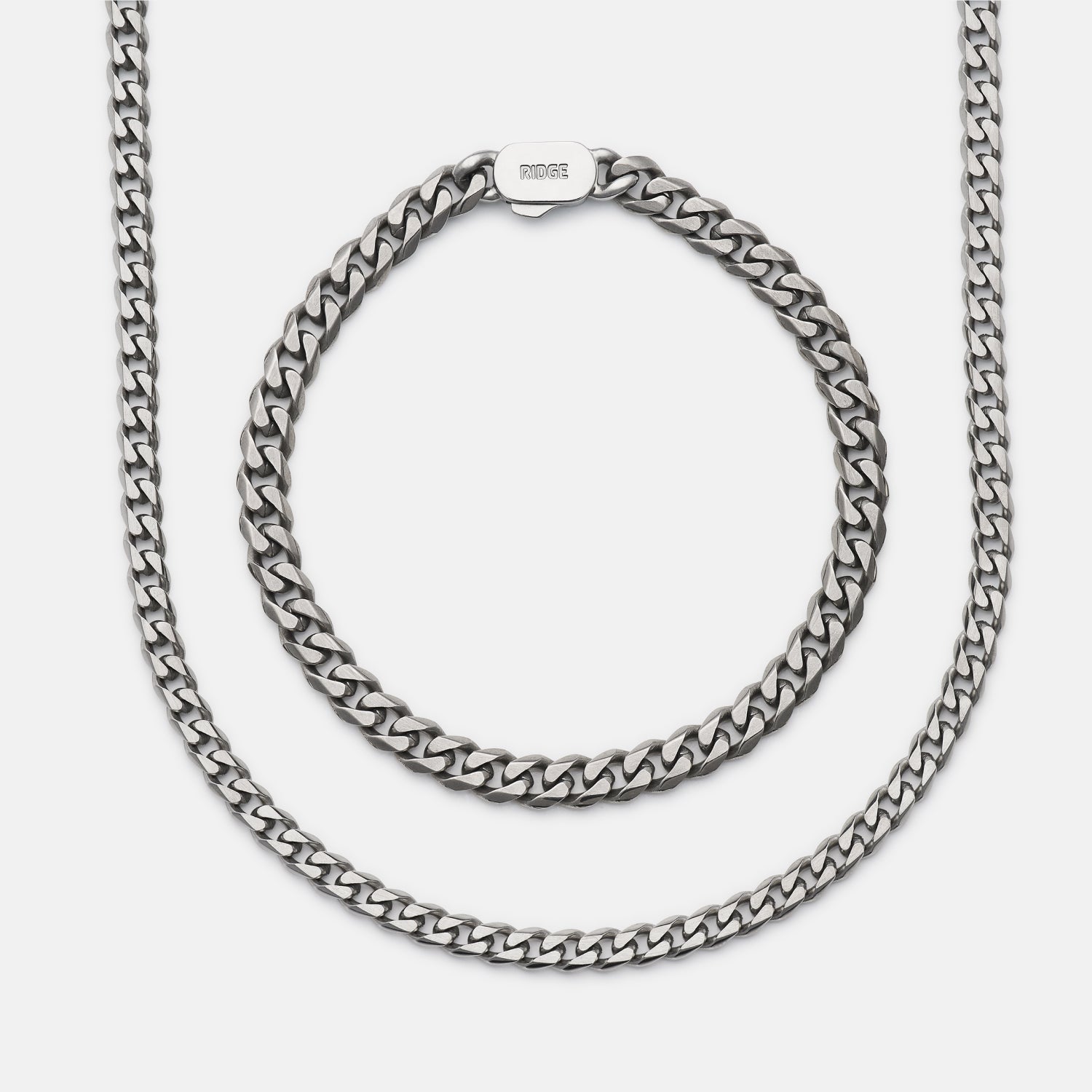 6mm Curb Bracelet - Titanium - Large