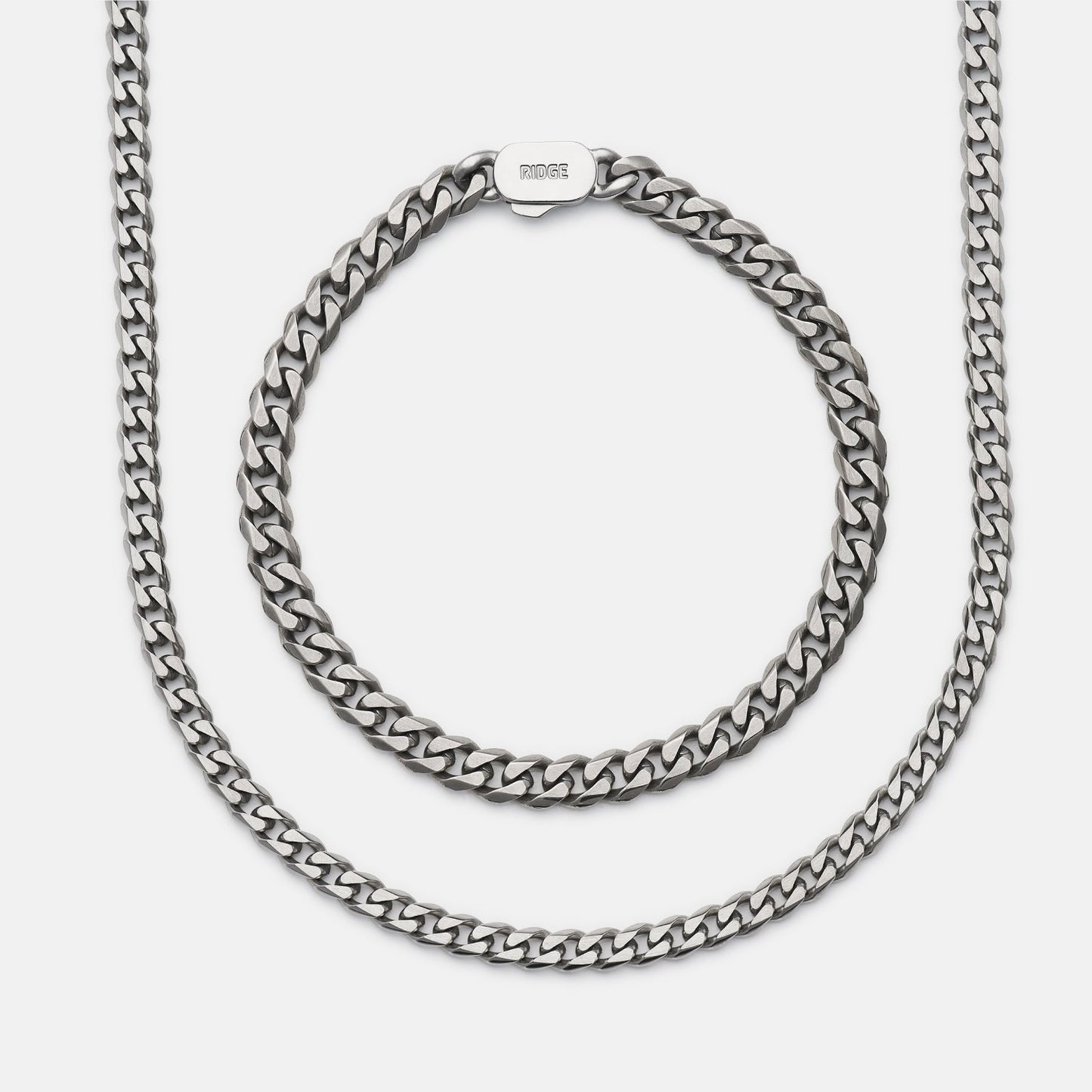 6mm Curb Bracelet - Titanium - Medium