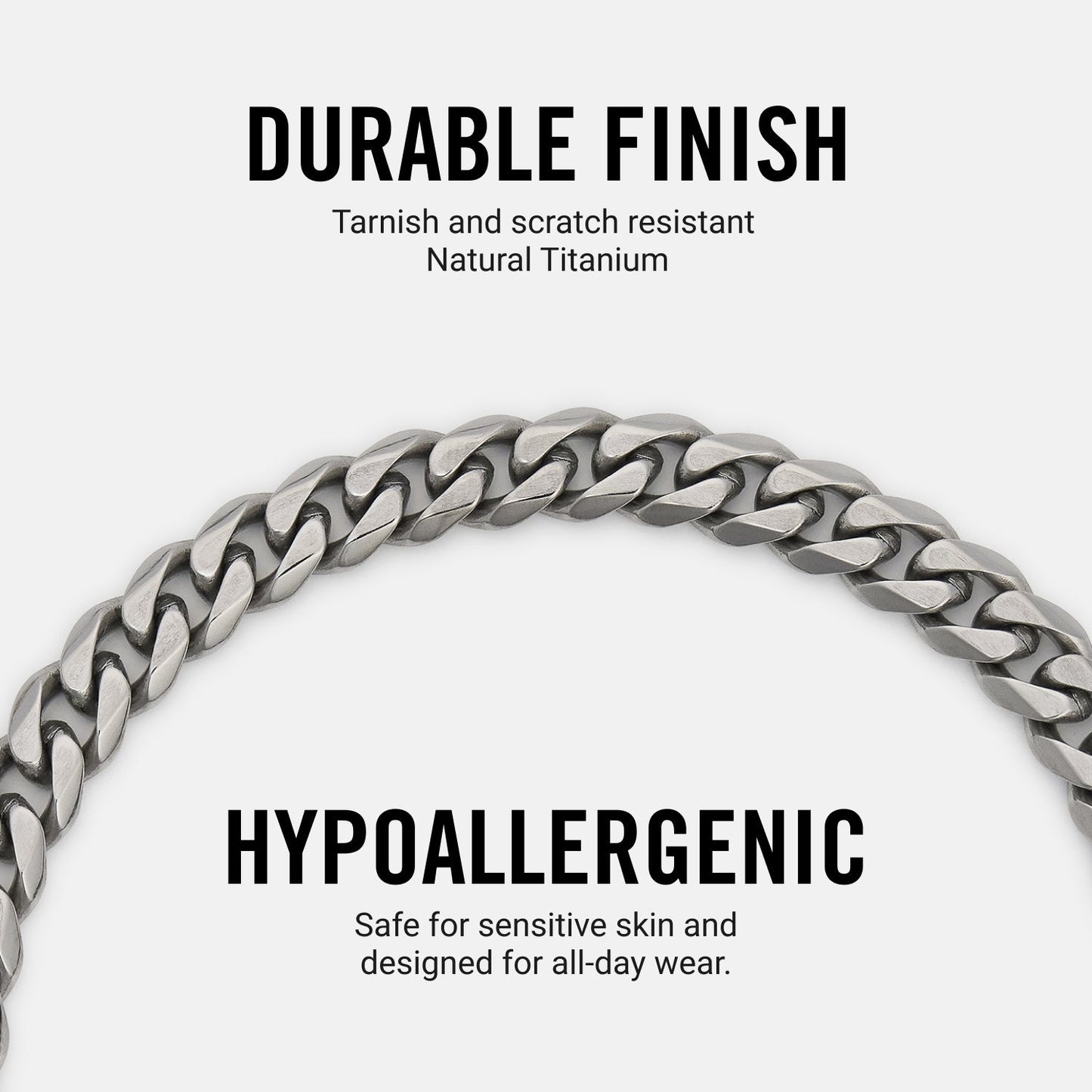 6mm Curb Bracelet - Titanium - Large
