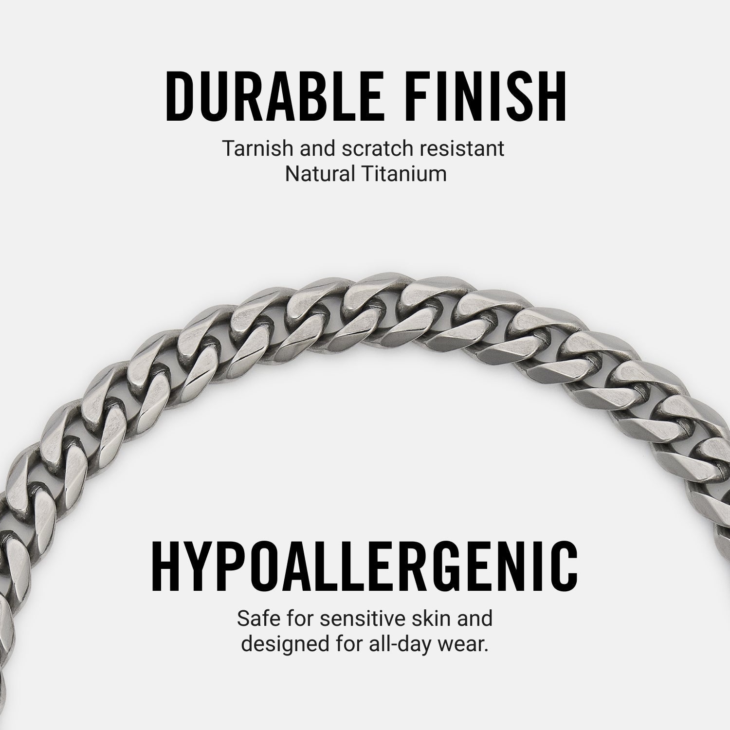 6mm Curb Bracelet - Titanium - Large