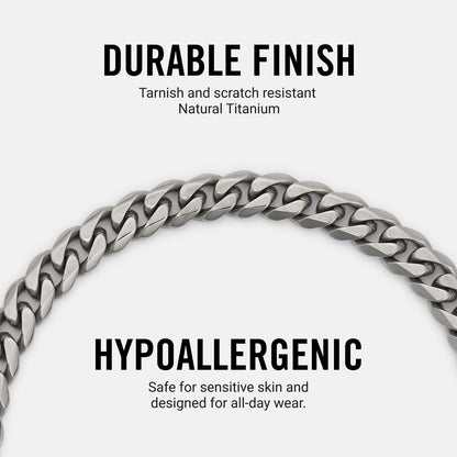6mm Curb Bracelet - Titanium - Large
