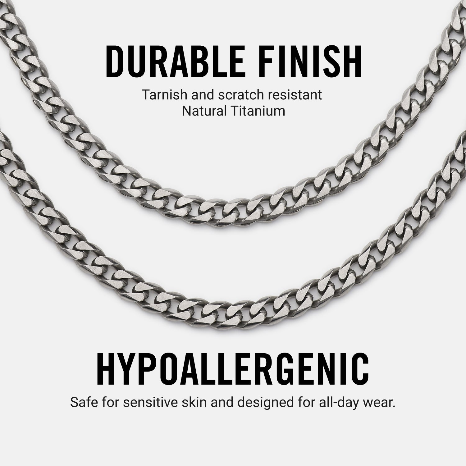 5mm Curb Chain - Titanium - 22"